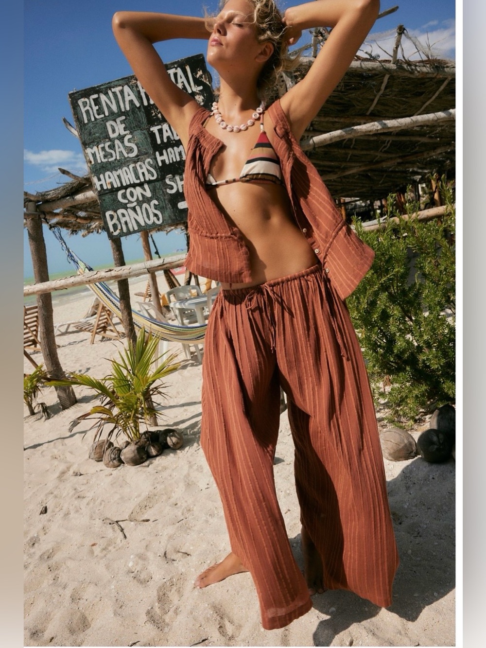 Free People Karla Two Piece Pant Set Honey Topaz 💕